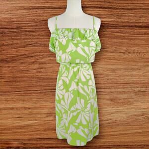Lilly Pulitzer Darcia Silk Dress Wishing You Were Here Limeade Sz 10 NO BELT